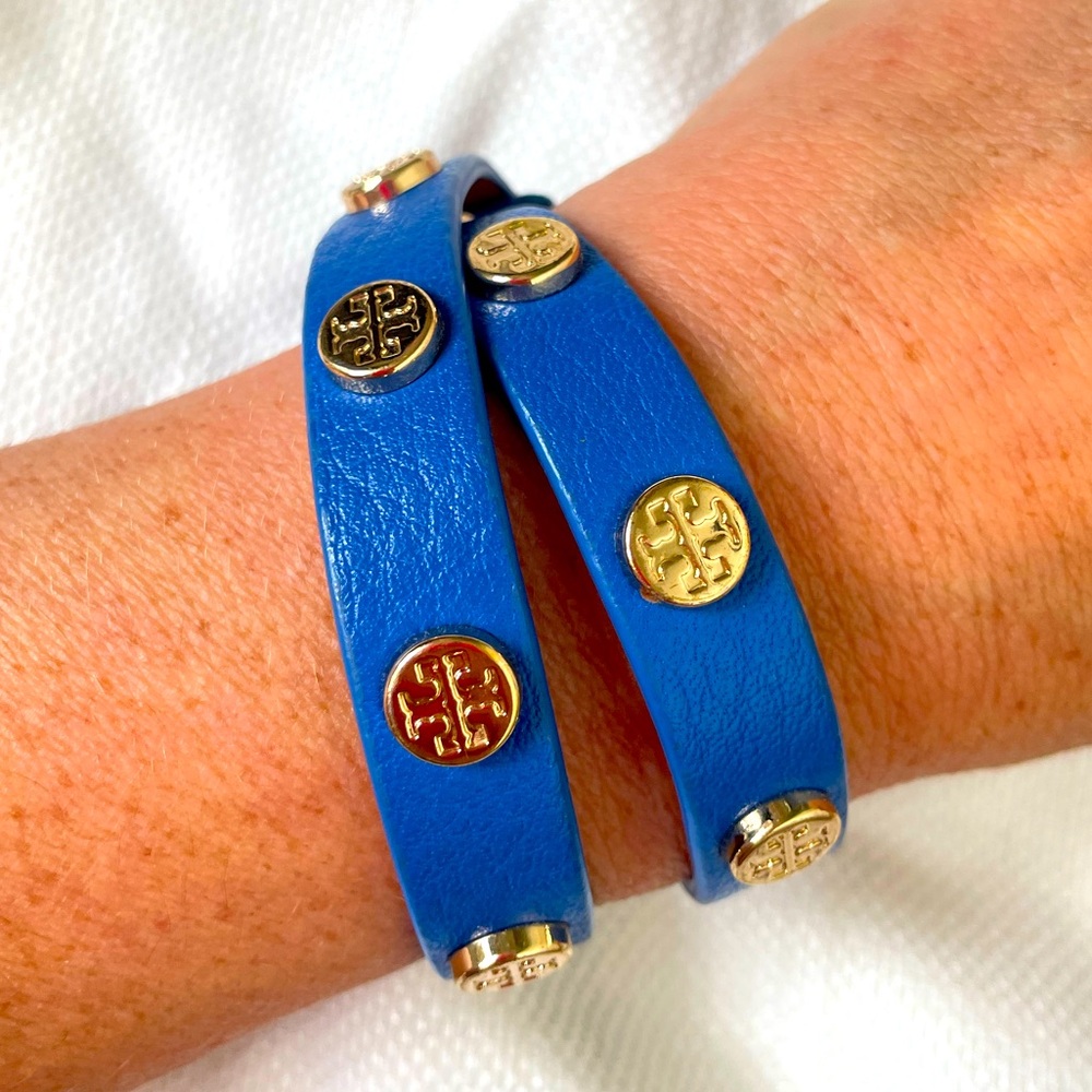 Tory Burch Leather Blue Wrap Bracelet